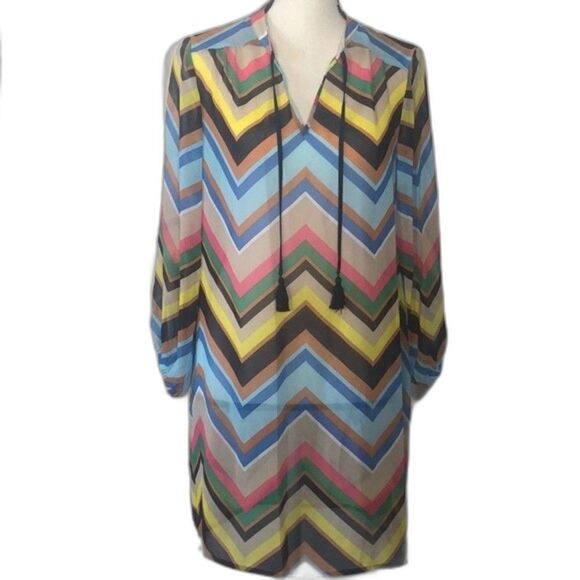 CeCe x Cynthia Steffe Multi Color Chevron Dress (T253) - Picture 2 of 7